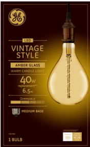 GE LED Vintage Style Bulb: Amber Glass
